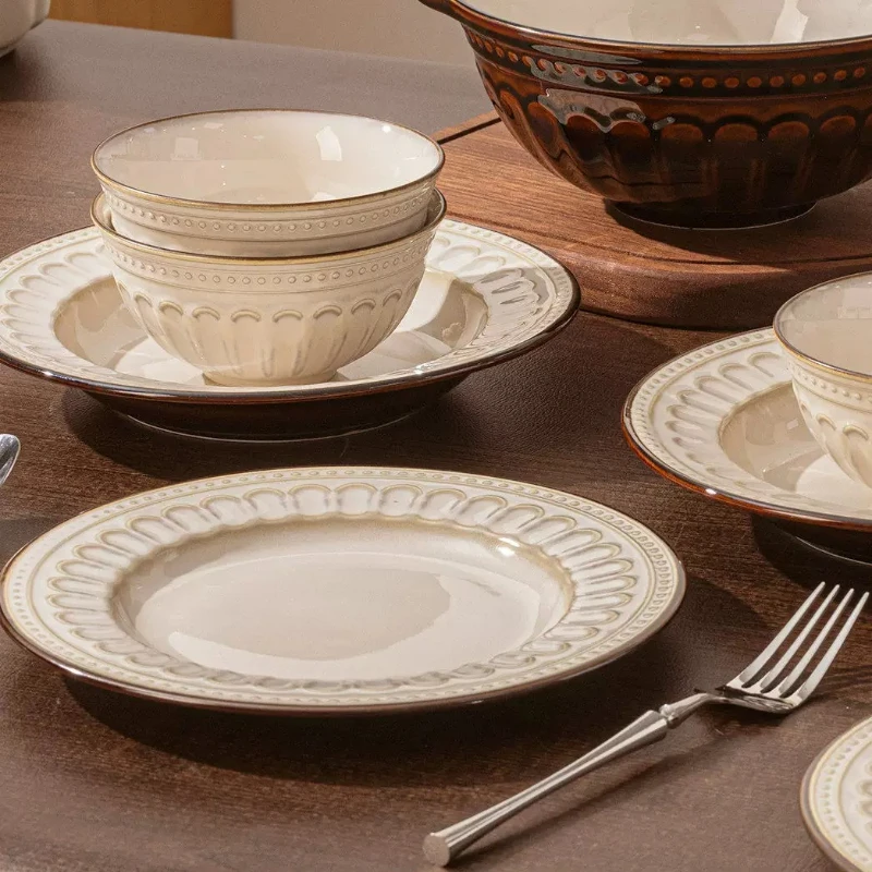 Nordic Modern Dinner Set Plates Unique Aesthetic Elegant Luxury Dinner Set Ceramic Bowl Christmas Bajilla Ceramica Dinnerware view 6