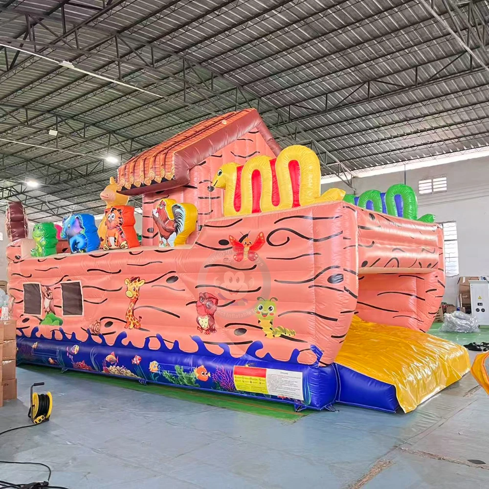 Castillo Inflable Zoo Theme Inflatable Kids Boat Use Commercial Grade PVC