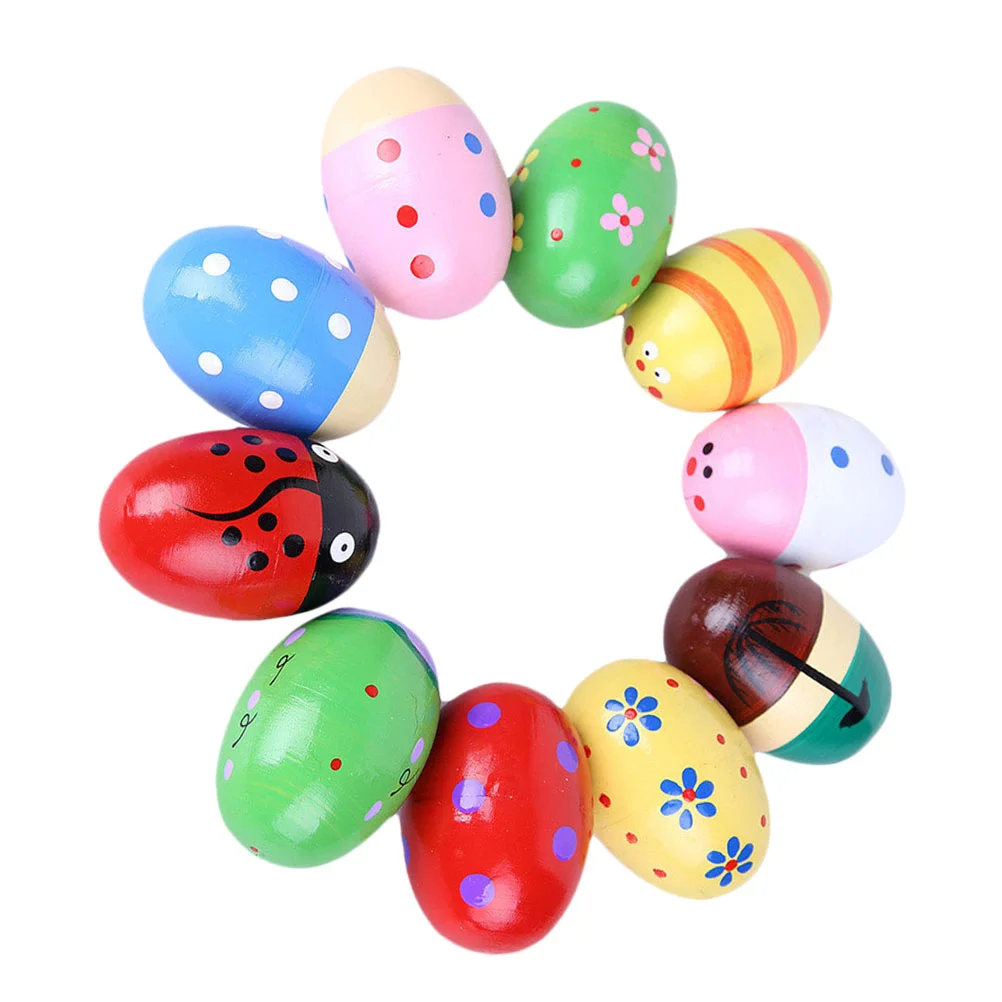 16 Pcs Easter Party Favor Eggs Musical Instruments Wooden Percussion Child Childrens Toys