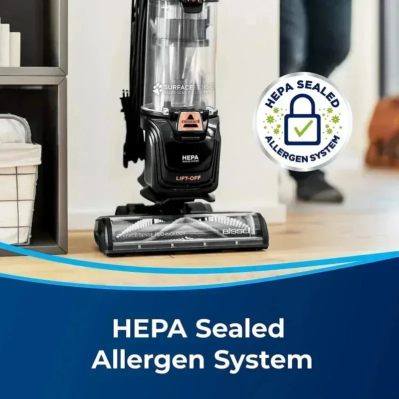 QZA4-ABISSELLS SurfaceSense Allergen Lift-Off Pet Upright Vacuum,with Tangle-Free Multi-Surface Brush Roll,LED Headlights,