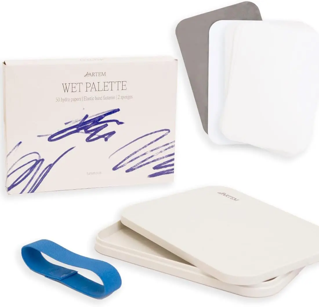 

- Wet Palette for Miniature Painting and Acrylic Water-Based Paints | Includes 2 Foam Sponges + 50 Semi-Waterproof High-