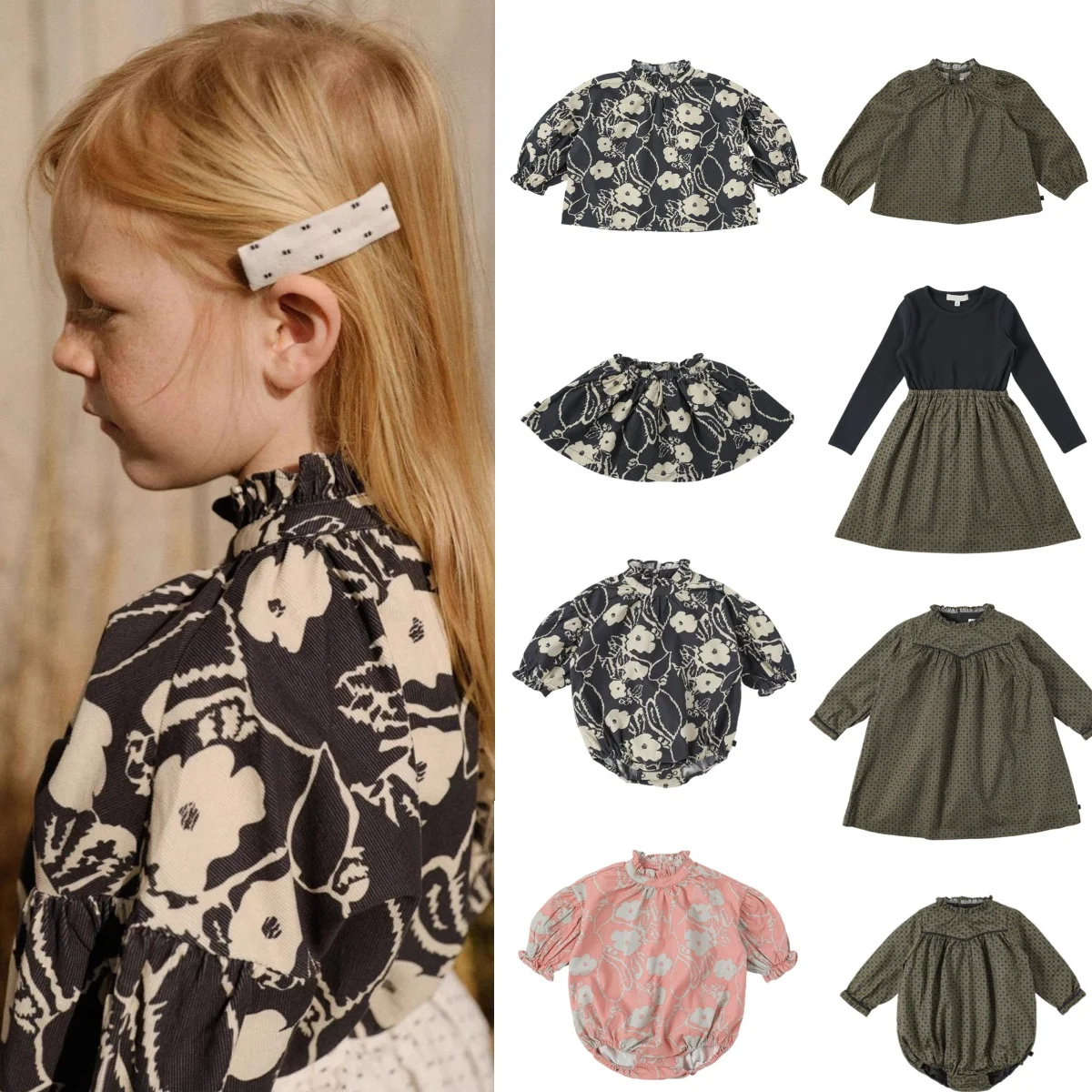 Mädchen Kleidung BENE 2025, Neue Winter Kinder Bluse und Röcke Sets Blume Nettes Kind Baby Strampler Langarm Tops Kinder Kleider