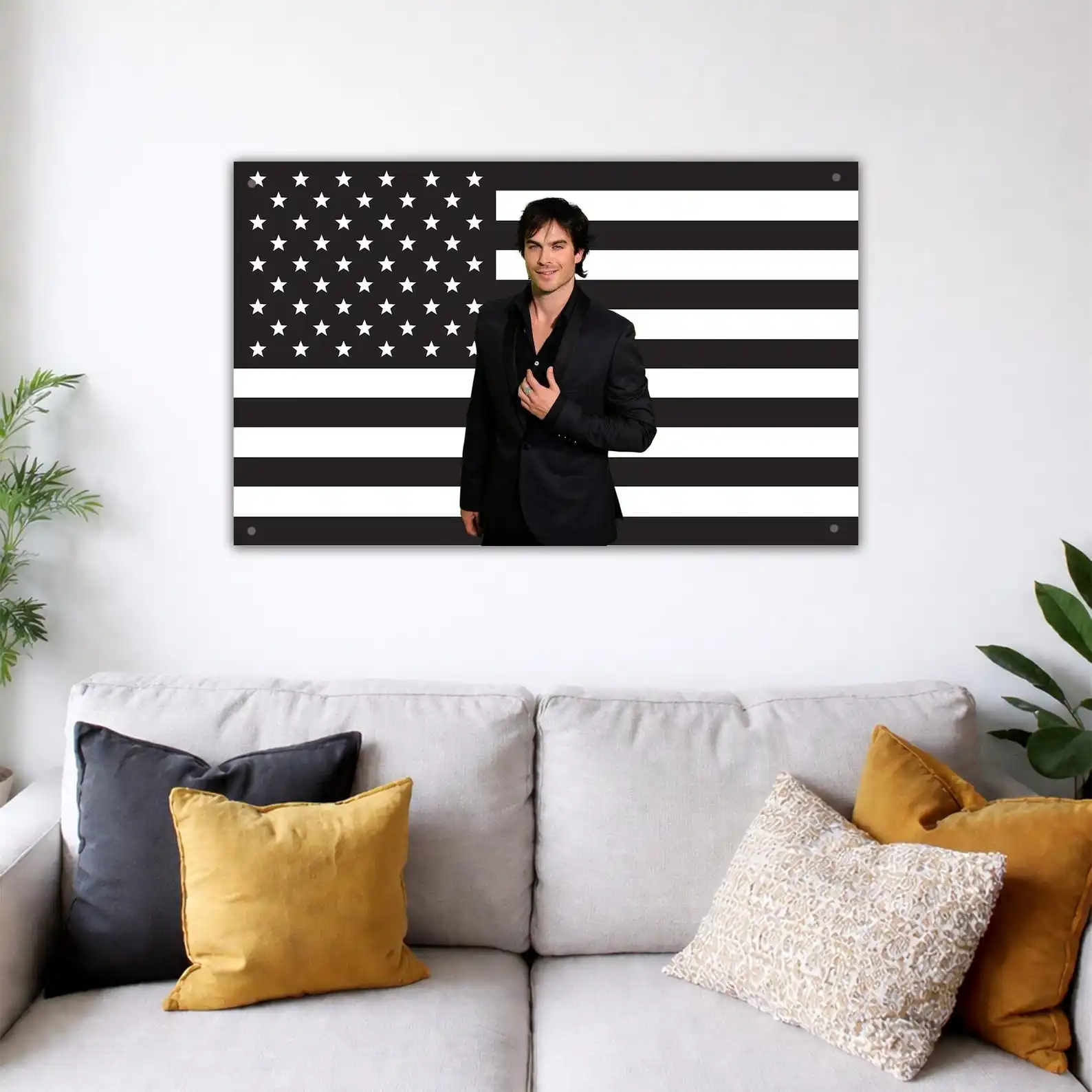 D-Damon S-Salvatore Black American Flag Vampire Diaries Wall Tapestry Decoration Garage Flags Decorative Home Objects Flaga Hang
