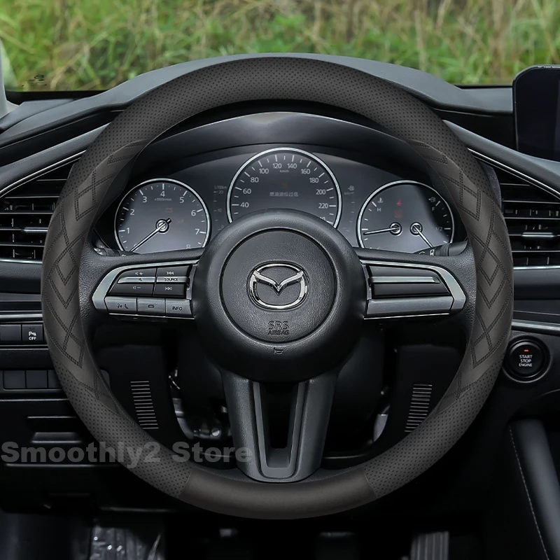 

Leather Car Steering Wheel Cover For Mazda 3 Axela BT-50 2014-2025 Covers For Covers Auto interior Mazda BT 50 Accessories 2025