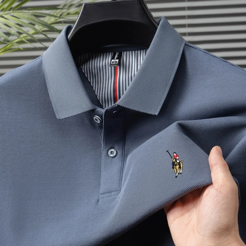 

100% хлопок мода новая летняя марка с короткими рукавами гольф лацкан POLO рубашка дизайнер изысканная вышивка деловая футболка для отдыха комфортабельная воздухопроницаемая рубашка