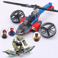 Spide Spider-Gwen Helicopter Rescue Battle Green Goblin Superhero Assembled 76016 Building Blocks Bricks Toy Kid Gift