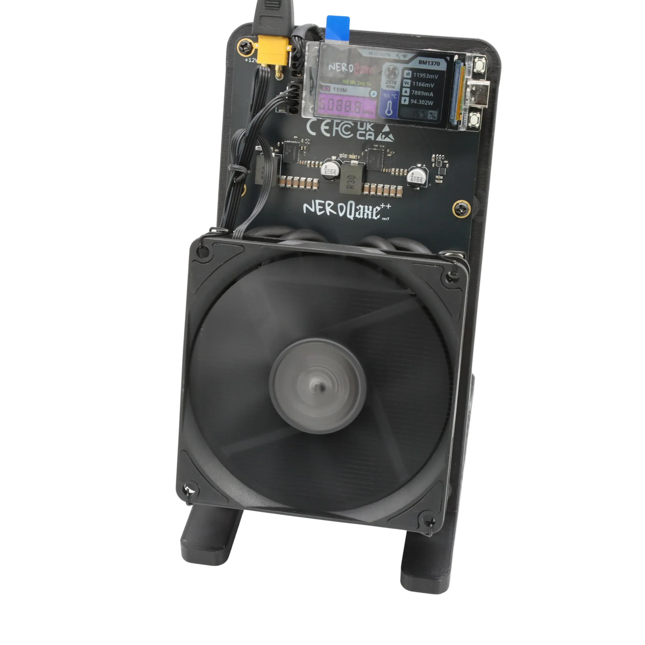 New upgraded version NerdQaxe++ Rev7 6TH/s 120W BTC mining machine  BM1370 chip Sha-256 algorithm and power supply