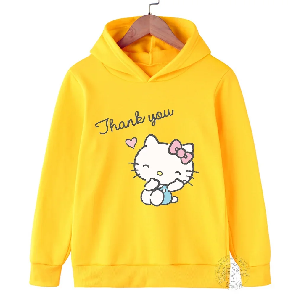 Hello Kitty cartoon 3-14 years old sunshine boys and girls kawaii street casual sweatshirt children's outdoor sports warm hoodie