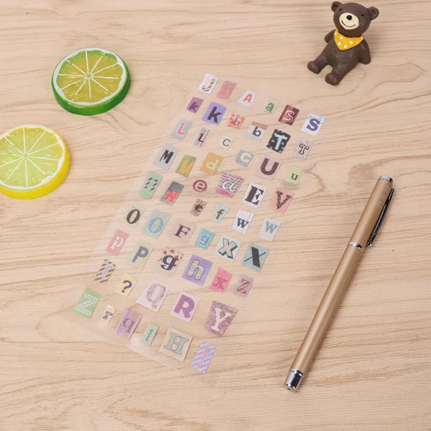 6sheets/lot English Alphabet Number Retro Sticker Album Diary Decoration DIY Decorative Stickers Handmade Stickers Scrapbooking