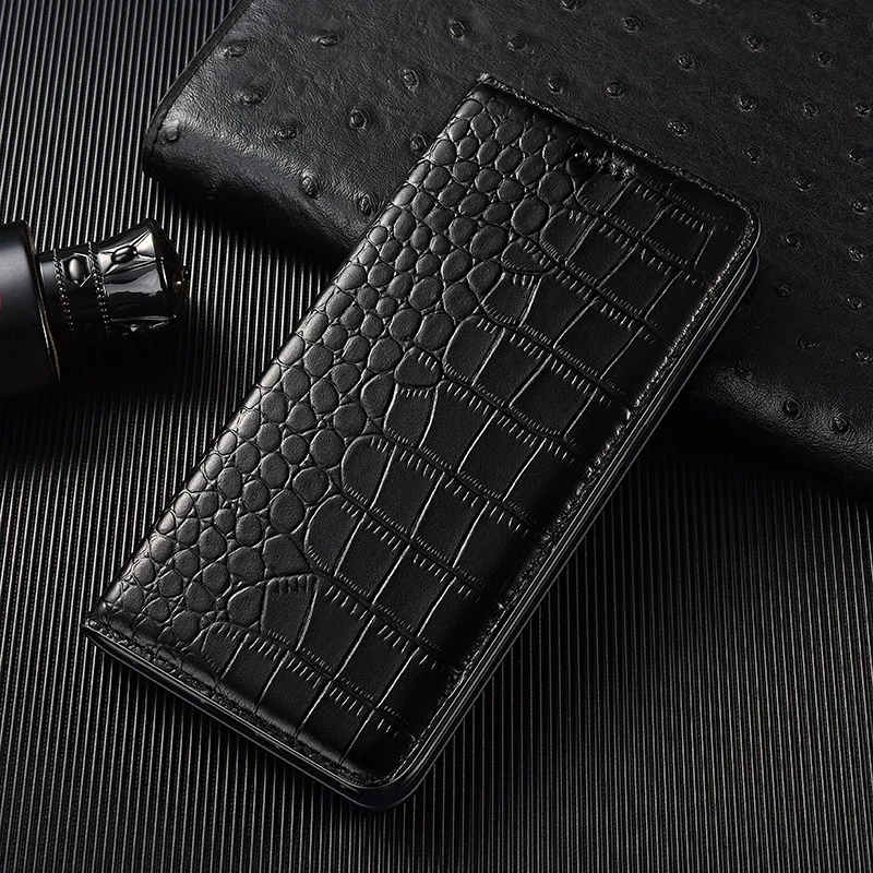 Imagem -03 - Crocodilo Couro Phone Case Negócios Flip Titular do Cartão Capa Magnética Adequado para Tecno Pova Pro Neo