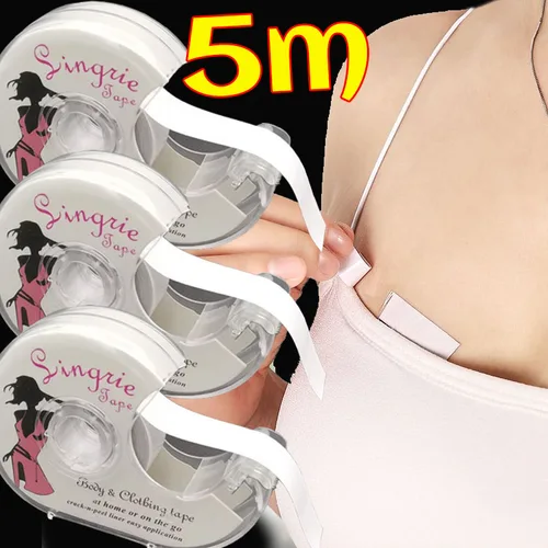 Cinta Invisible de doble cara para el cuerpo, sujetador autoadhesivo, ropa, vestido, camisa, pegatina secreta, cinta de lencería transparente, parche en el pecho antiperforación