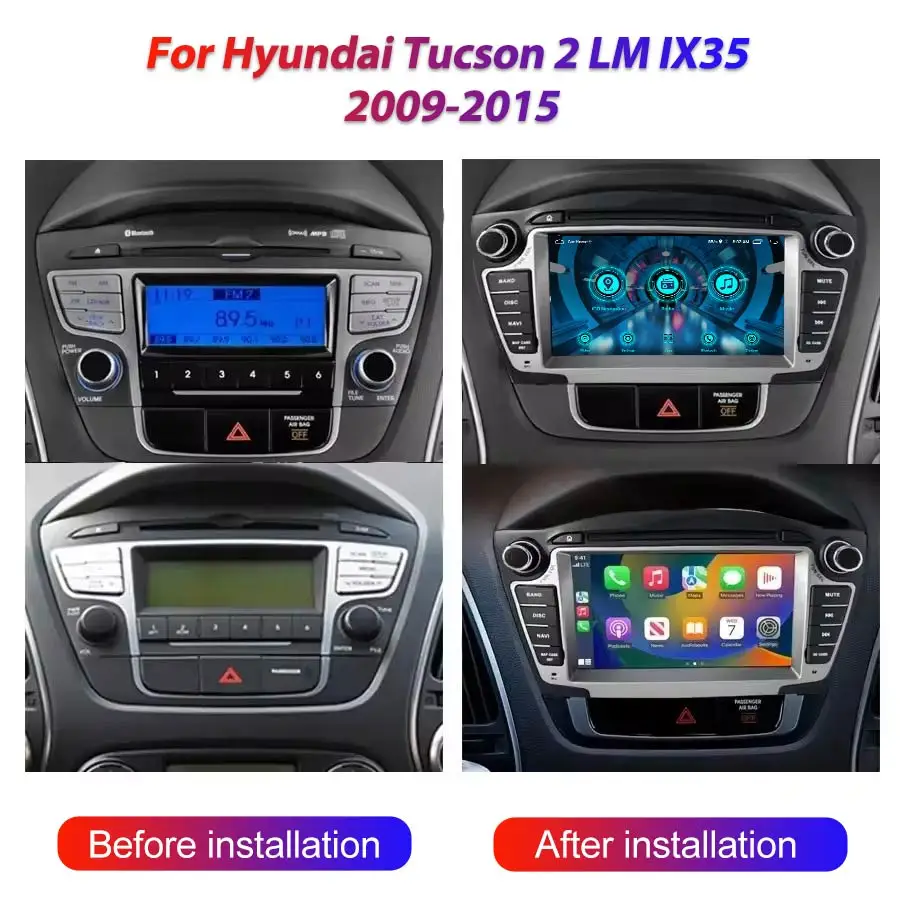 Android 14 Car Radio Player Carplay Multimedia WIFI Bluetooth for Hyundai IX35 Tucson 2 LM 2009-2015 Upgrade Auto Radio Wifi DVD