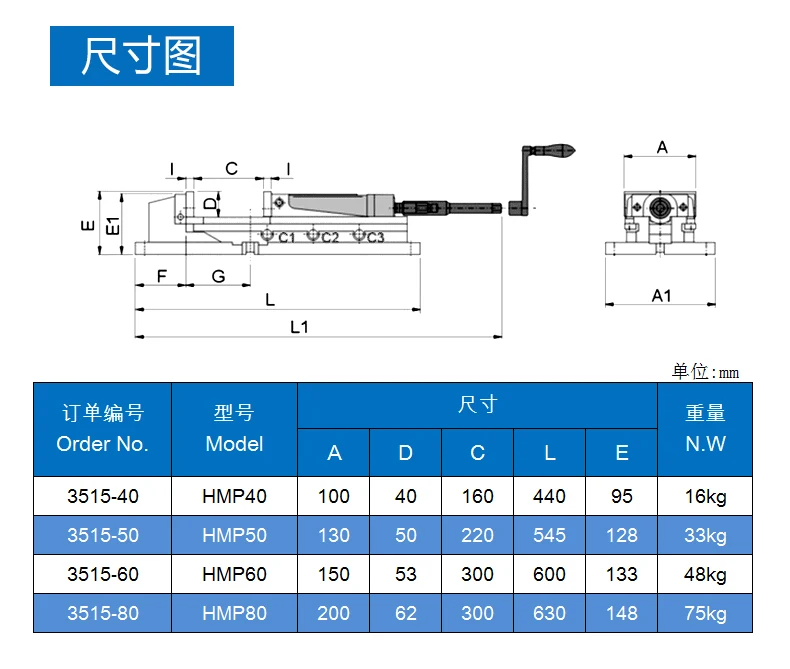 High precision 6 inch CNC  powerful Hydraulic machine vise