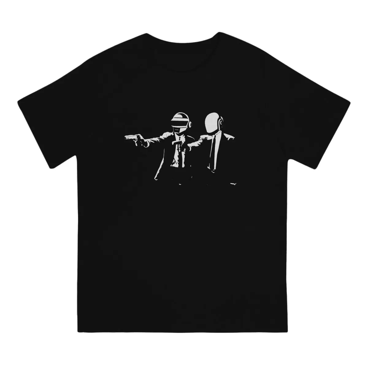 Gun Man Men TShirt Daft Punk Electronic Production Band Crewneck Short Sleeve 100% Cotton T Shirt Humor High Quality Gift Idea