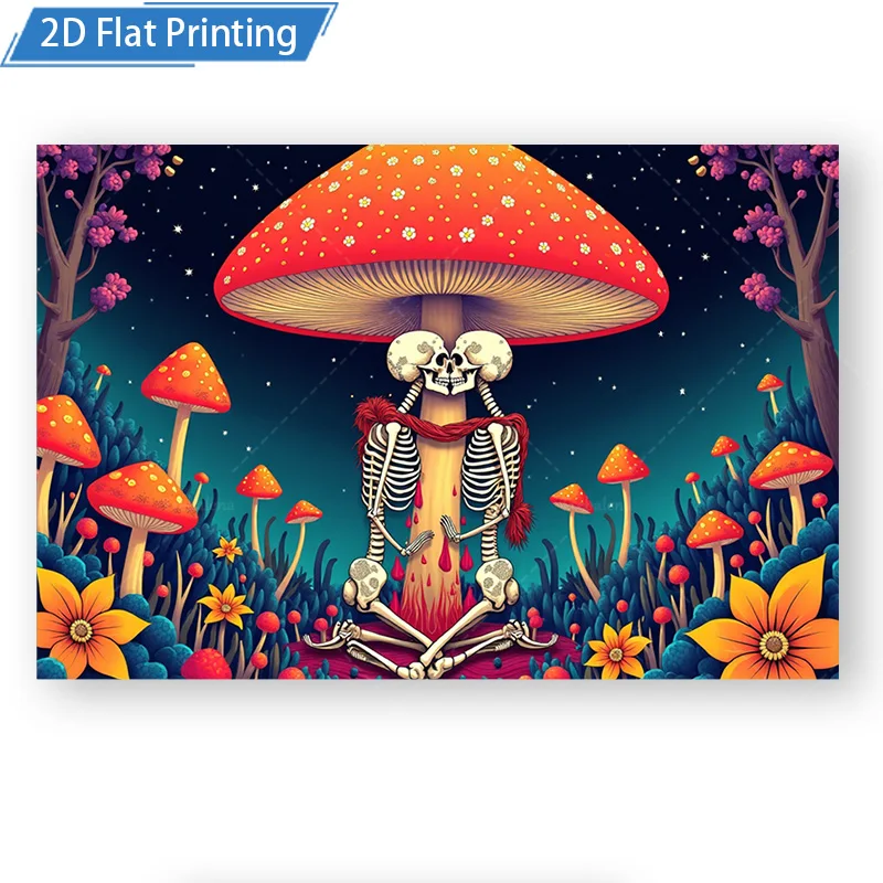 1 قطعة نسيج الجدار الفطر الغابات الهيكل العظمي نسيج ، بوهو جدار شنقا الفن لديكور غرفة النوم #2