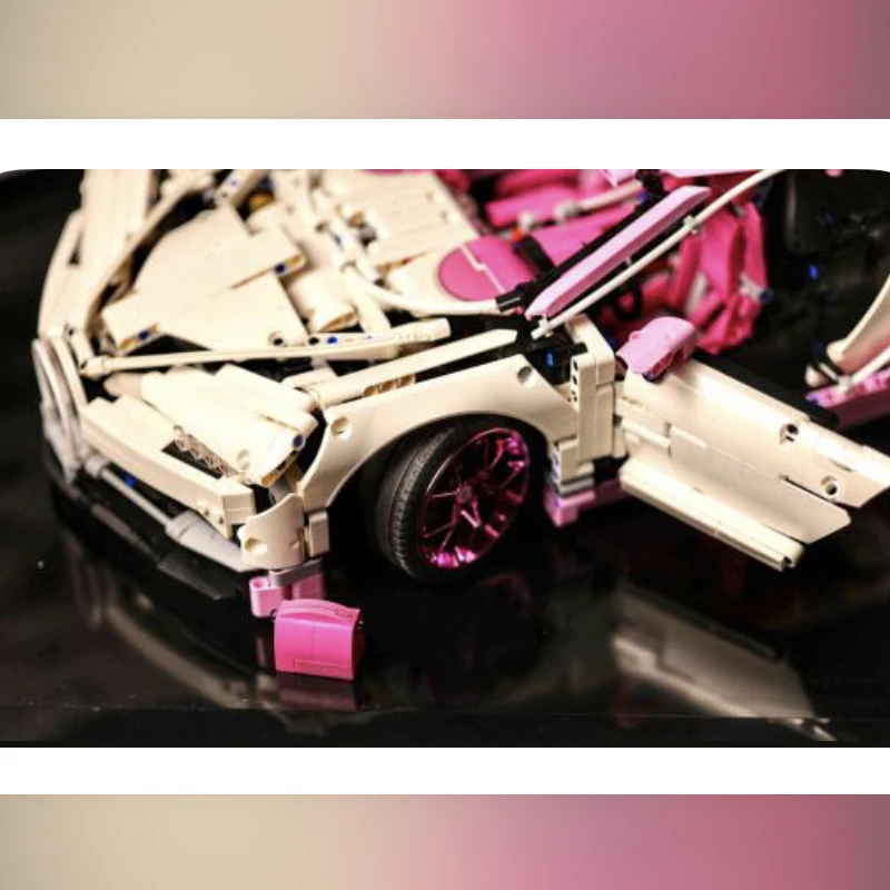 Bloques de construcción Technical Super Car para niños, juguete de ladrillos para armar coche de color rosa 1:14, ideal para regalo de cumpleaños y Navidad, código 1388, piezas