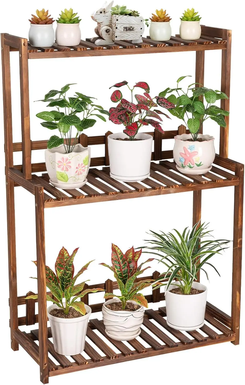 

3 Tier Wood Plant Stand Vertical Plant Dislay Shelf Indoor Ourdoor Plant Rack, Balcony Living Room, Kitchen, Porch Organizer