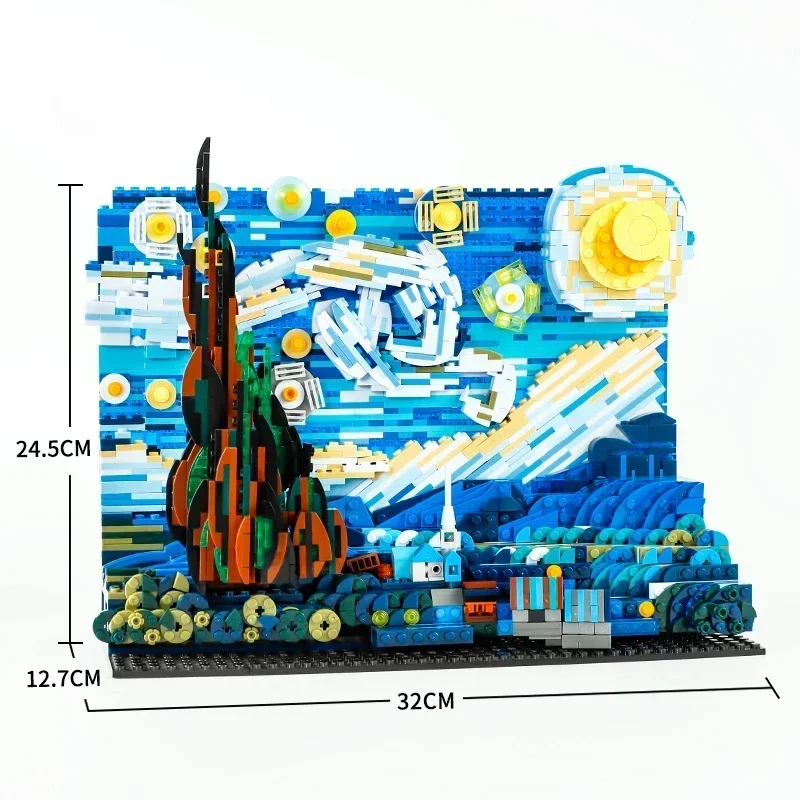 Creative Van Gogh Famous Painting Building Blocks Art Assembly Starry Night Home Decoration Model Building Block Children\'s Gift