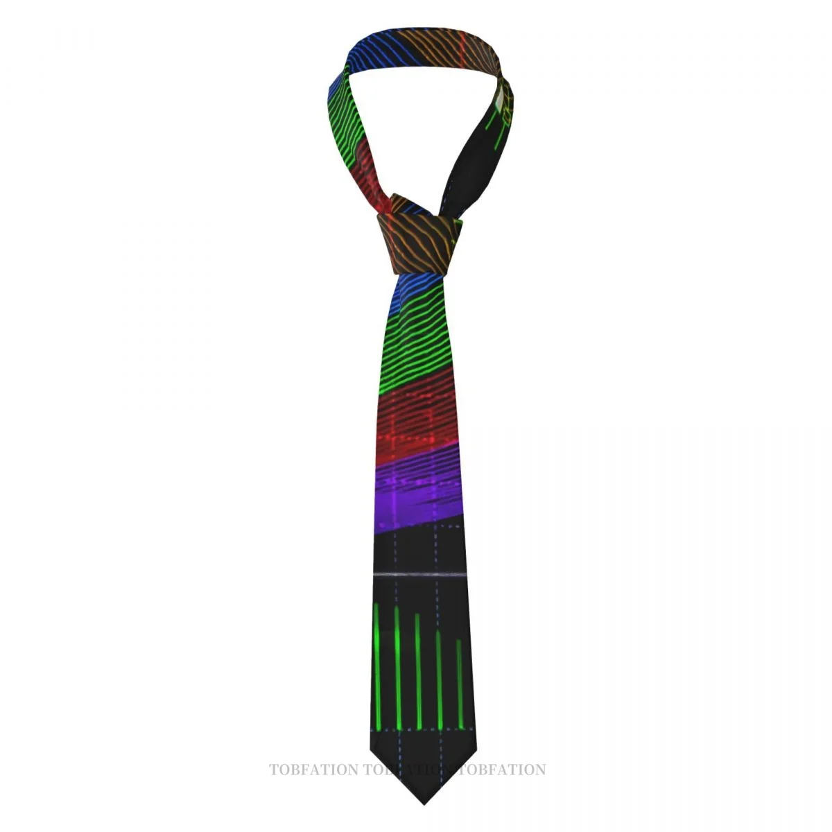 Candlestick Chart With Rainbow Classic Men Printed Polyester 8cm Width Necktie Cosplay Party Accessory