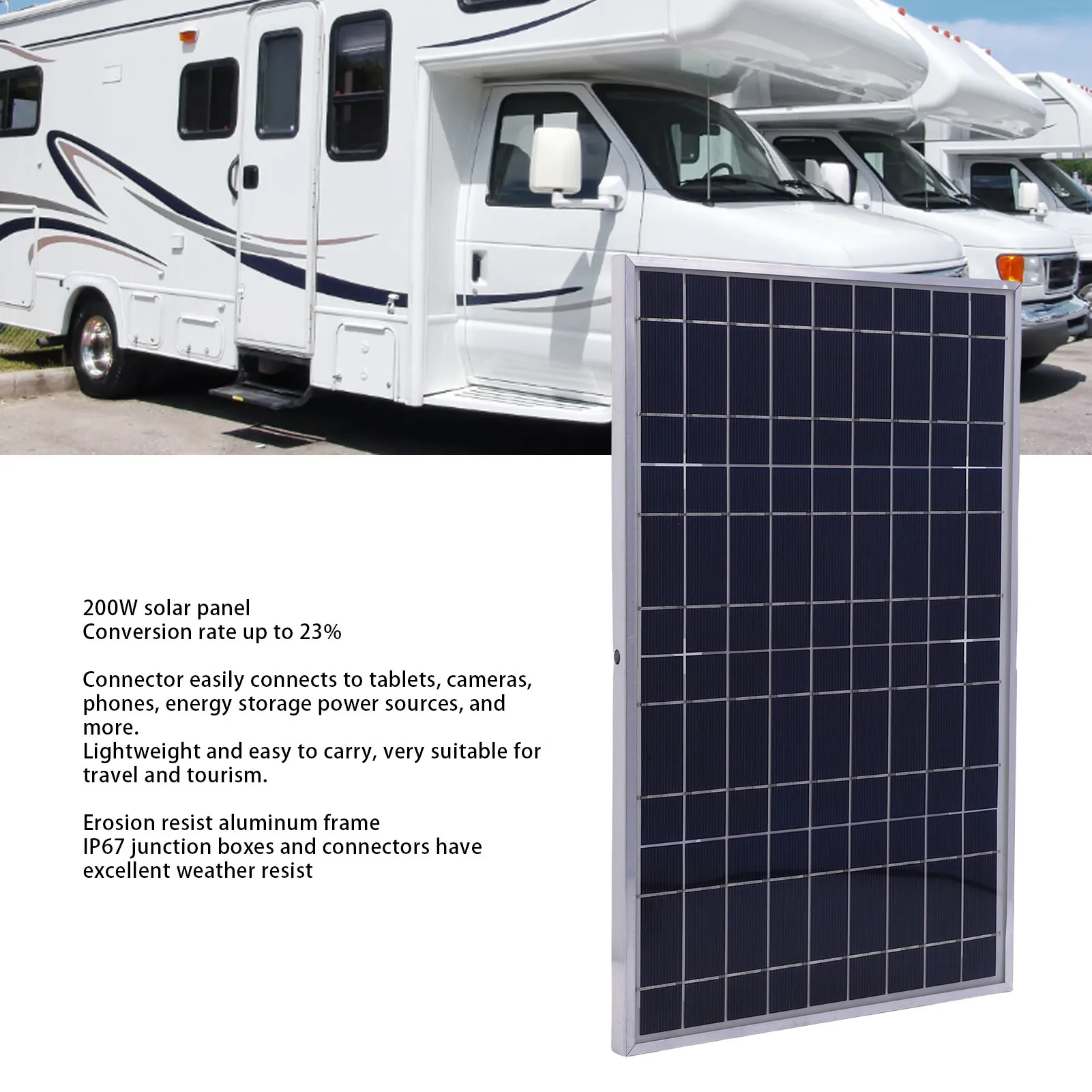 200W Solar Panel Kit Aluminum Frame Solar  Controller Kit for Off Grid Applications RV Travel Solar  Kit