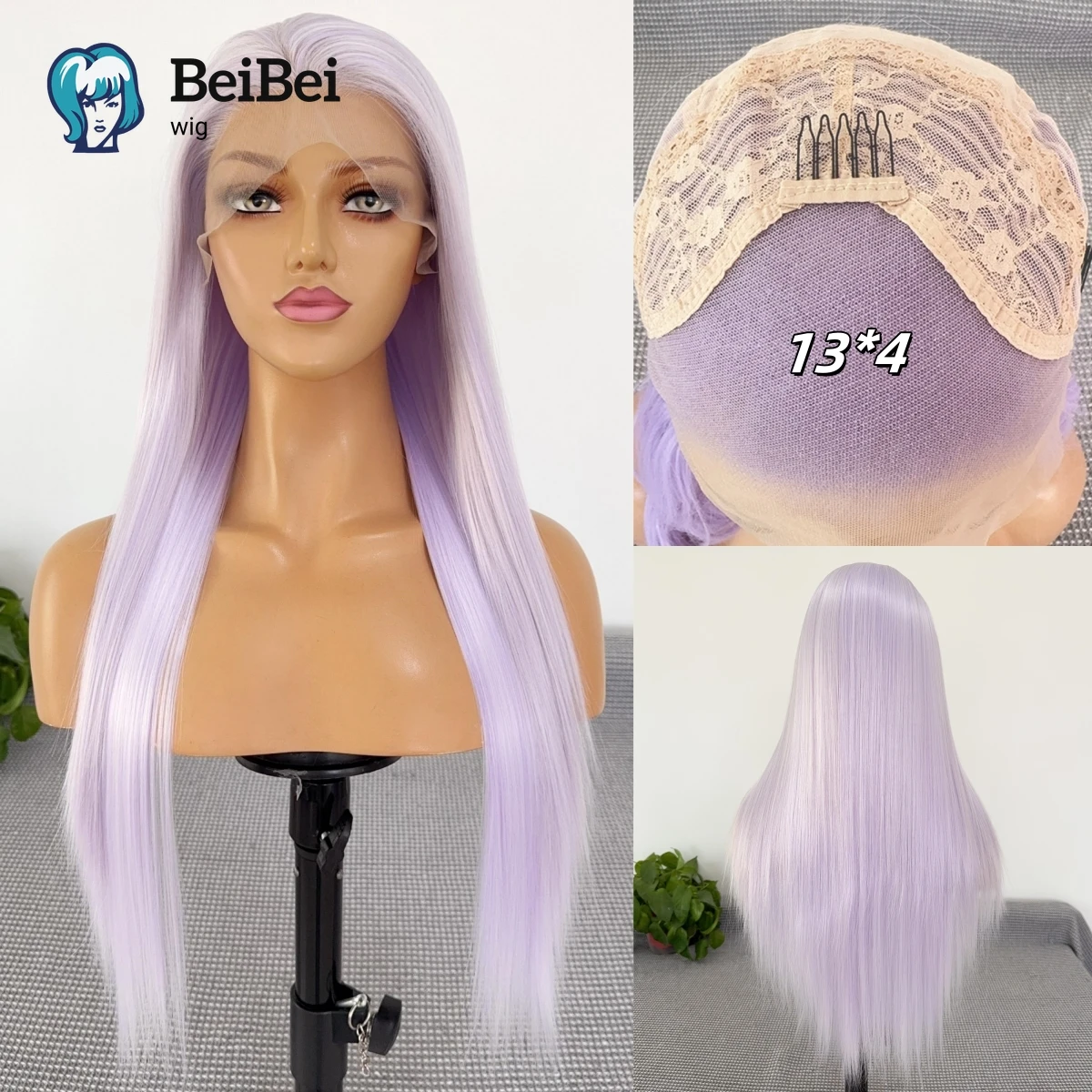 

light Purple Wig for Women 26 Inch Long Straight 13*4 Lace Front Wigs Nature High Quality Synthetic Lace Wig for Cosplay pelucas