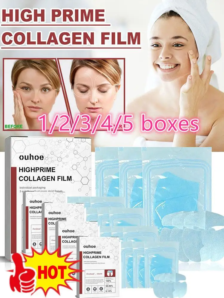 1-5 Boxes Collagen Film Paper Soluble Facial Mask Anti Aging Moisturizing Hydrolyzed Film Fade Line Firming Lifting Face Skin