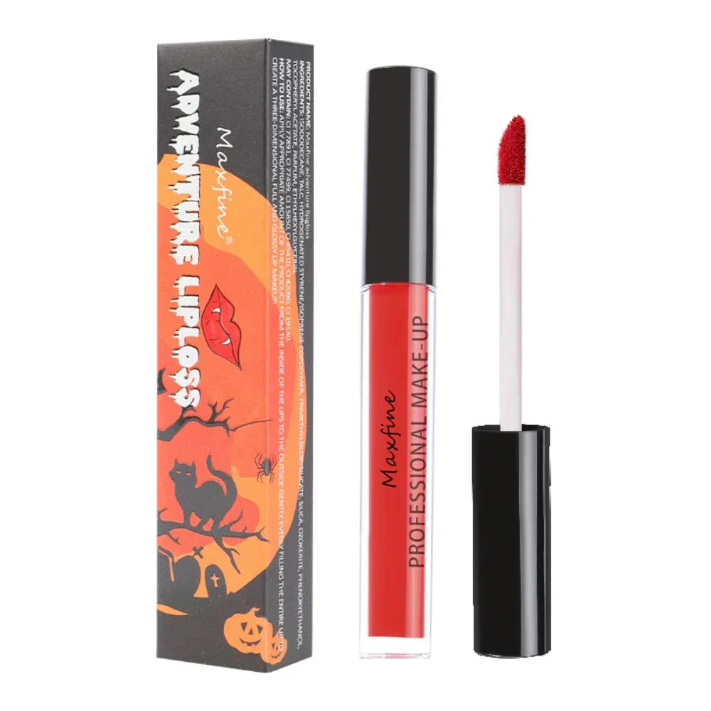 6-Color Halloween Lip Glaze Lasting Color Waterproof Matte Mist Lip Glaze Cosplay Dress Up Black White Green Liquid Lipstick Set