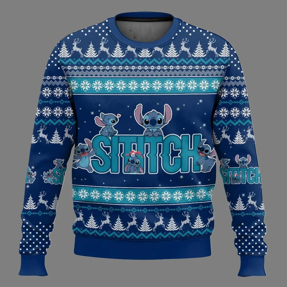 

Тема серии Disney Family Stitch, уродливый свитер для рождественской вечеринки, толстовка с круглым вырезом, увеличенная новая коллекция для взрослых, осень/зима