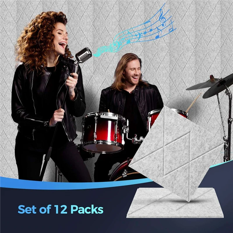 

【Hot Cake】12 Pack Soundproof Wall Panels Self Adhesive Soundproof Wall Panels 12X12x0.4Inch, For Walls Home, Office B