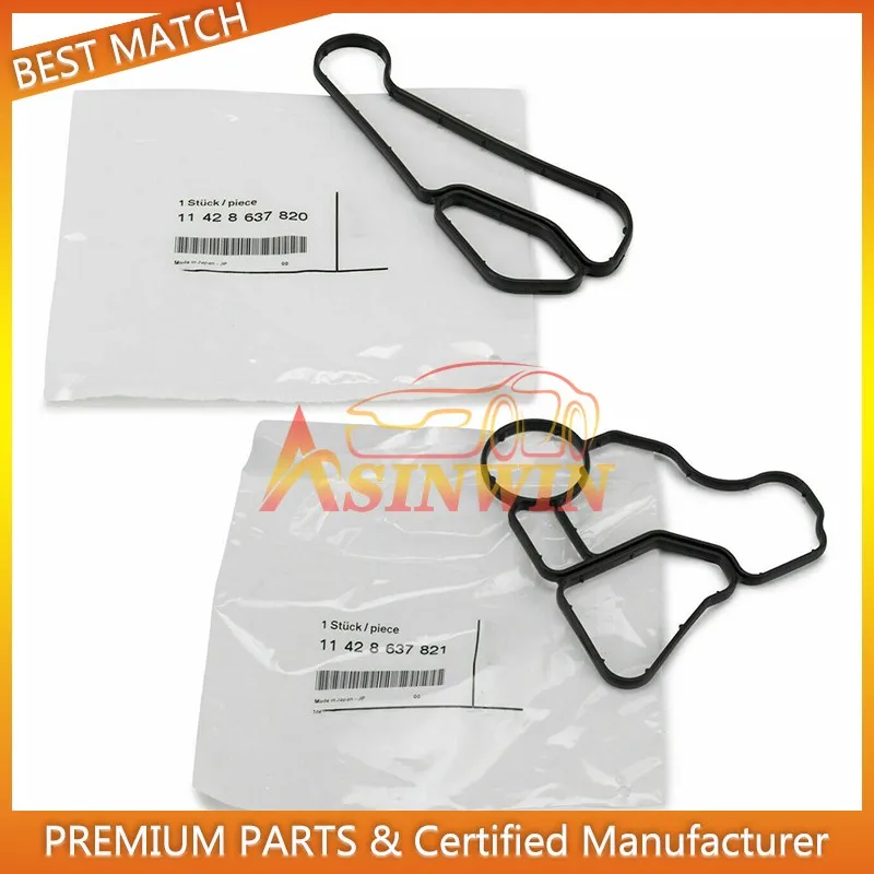 1set New Engine Oli Filter Gasket&Cooler Seal Gasket 11428637820 11427525335 11428637821 Fits For BMW E90 E60 E61 E70 E71