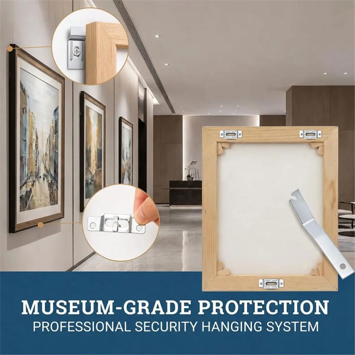 Frame Lock Security Hanging Kits 15 Set, Picture Hanging Hardware for Artwork, Museum, Gallery, Hotel