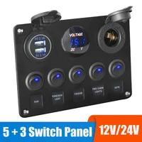 Panel de interruptor LED de 12V, 24V, 5 botones, cargadores USB, calibre de 3,0 voltios para coche, barco, camión, remolque, accesorios para caravana