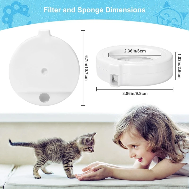 ABXH 4 عبوات من الفلاتر البديلة لموزع مياه الحيوانات الأليفة عالي القوة 3.6 لتر/4.6 لتر/6 لتر/8 لتر، استبدال فلتر مياه الكلب، (فرشاة واحدة)