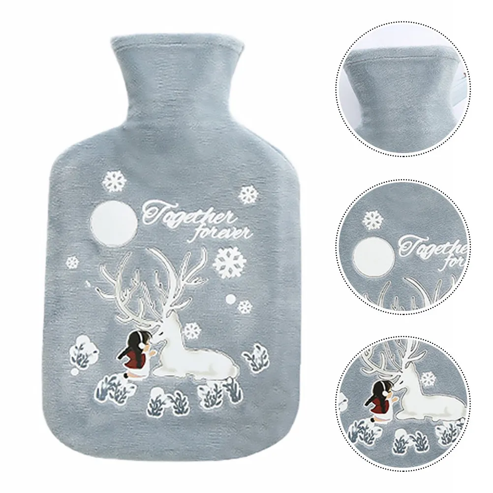 

1Pcs Premium Silicone Hot Water Bottle with Soft Cover Winter Hand Warmer Reusable Washable Safe Eco-Friendly Gift for Family