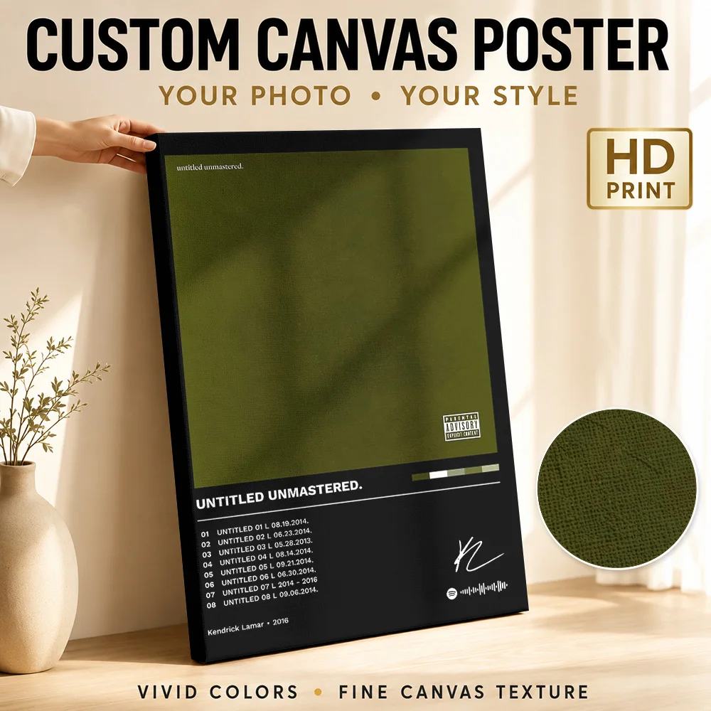 Kendrick Lamar - Untitled Unmastered Album Framed Canvas Poster Custom Photo Retro Music Wall Paintings Decoration for Bedroom
