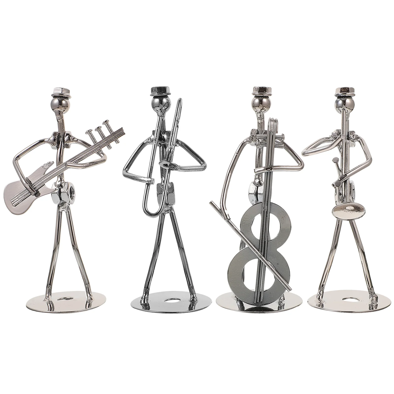 4 Pcs Souvenir Human Wind Instrument Ornaments Living Room Guitar Boss Figurines Iron Abstract Musical Model Figure