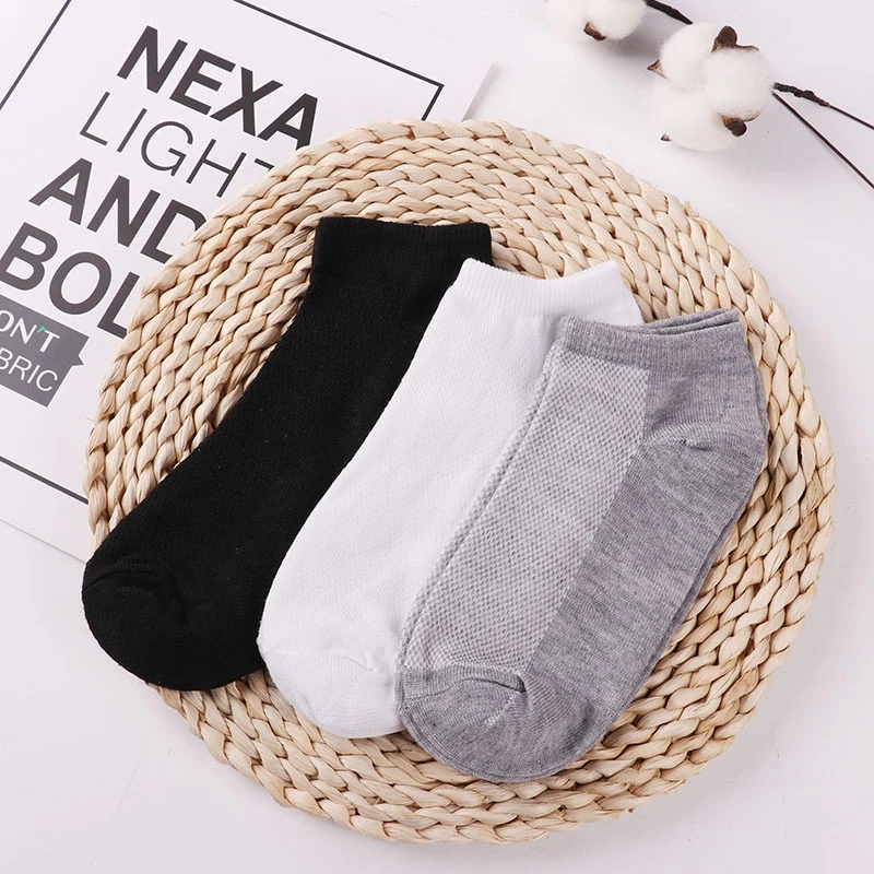 10 Pairs/Lot Breathable Men\'s Socks Short Ankle Elastic Mesh Cotton Business Unisex Sock High Quality Plus Size EU38-43 Socks