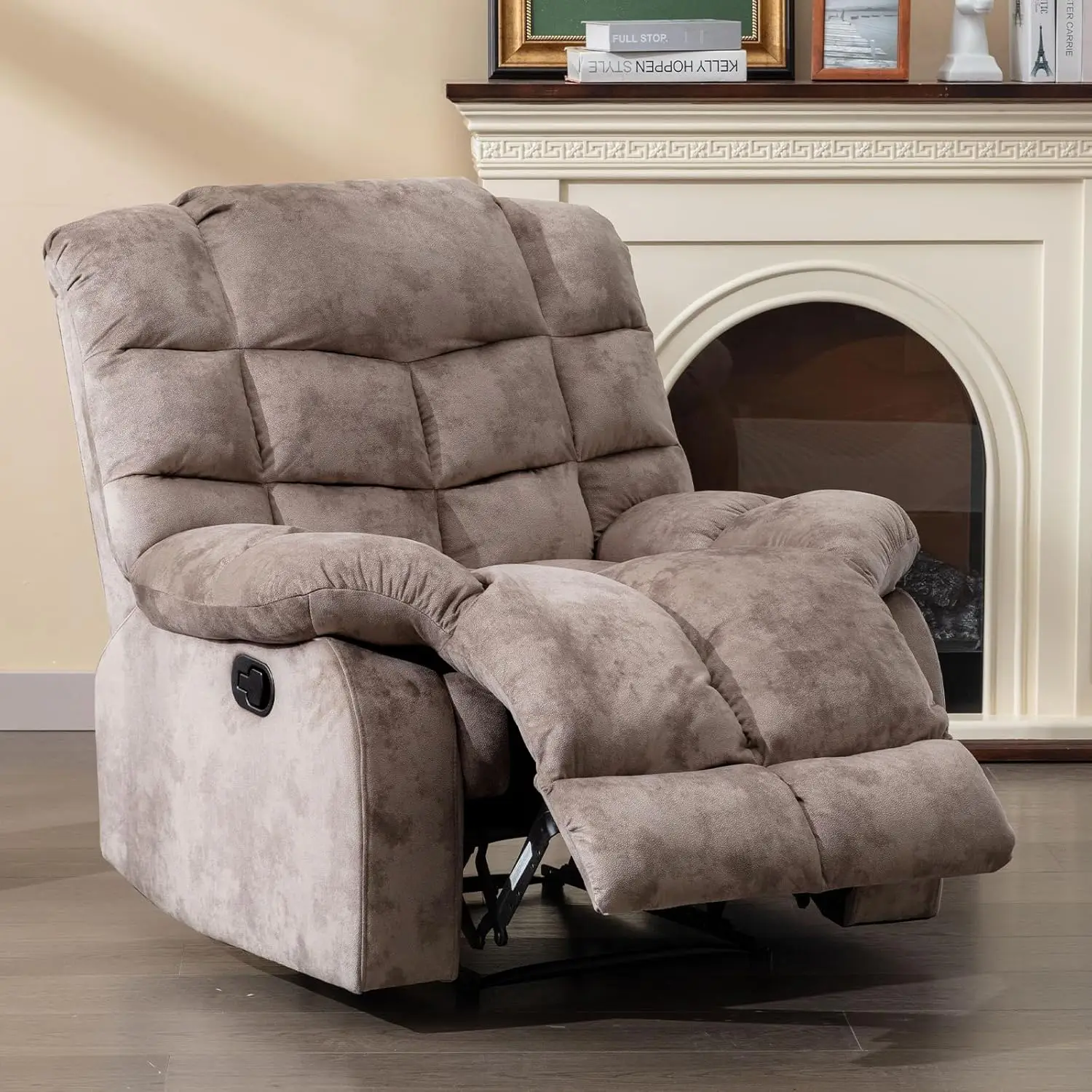 

Manual Recliner Chair, Overstuffed Reclining Sofa with Soft Padded Headrest and Armrest, Soft Fabric Single Couch, Customized