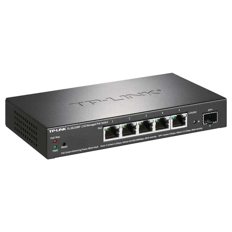 TP-LINK 6-port 2.5G POE Switch with 5*2.5Gbps RJ45 @115W and 1*10Gb SFP+Uplink