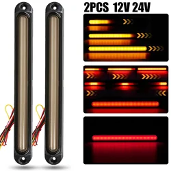 2pcs Universal 12V 24V 30 LED tail Light Turn Signal Brake Light Amber Flowing Red Day Running Light for Truck Trailer Lights