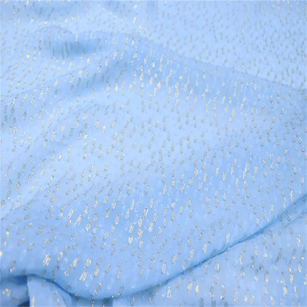 

Elegant Woven Mulberry Comfortable Silk Crepe Chiffon Fabric Metallic Gold Silver Linen for Spring Cloth Dress Apparel