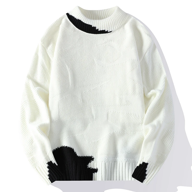 

New Fall Winter 2023 Korean Fashion Knitted Cashmere Sweater Men's Loose Leisure Pullover Male Hip Hop Street Soft Warm Sweaters