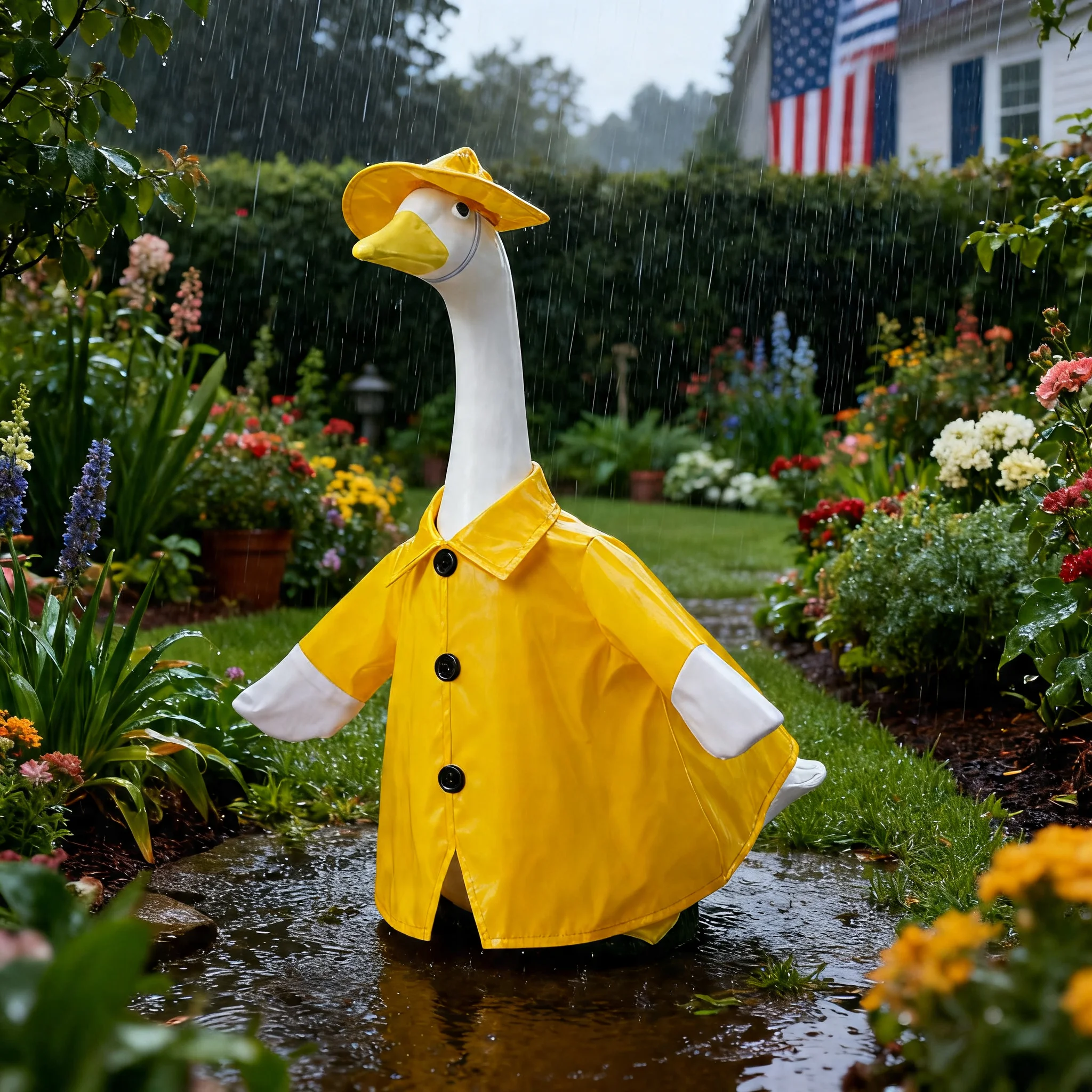 3Pcs/Set Raincoat Porch Goose Outfits Summer Lawn Costume Yard Umbrella Hat Cloth for 23