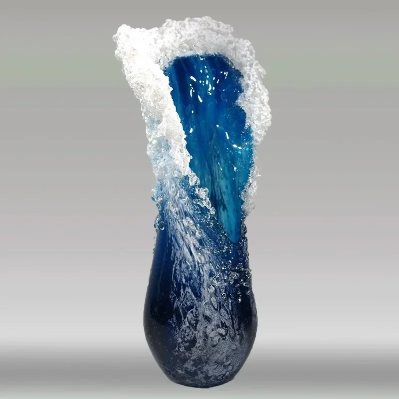 Ocean Wave Resin Vase Crafts Ocean Series Blue Home Desk Decor Ocean Wave Vase Decoration for Home Valentine's Day Easter Gift