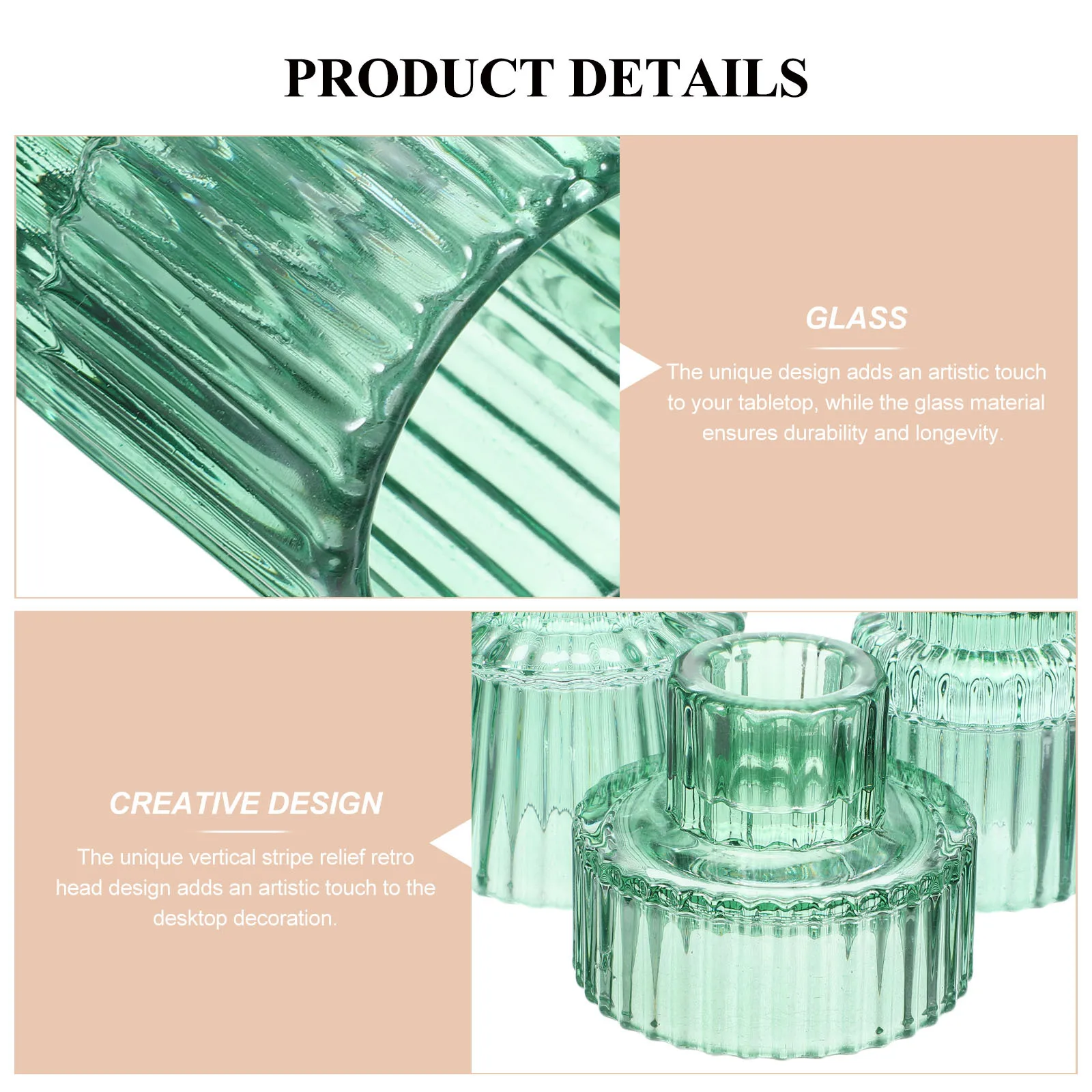 

3Pcs Glass Sticks Modern Pillar Holder for Living Room Kitchen Decor Dining Table Decoration Warm Cozy Lighting