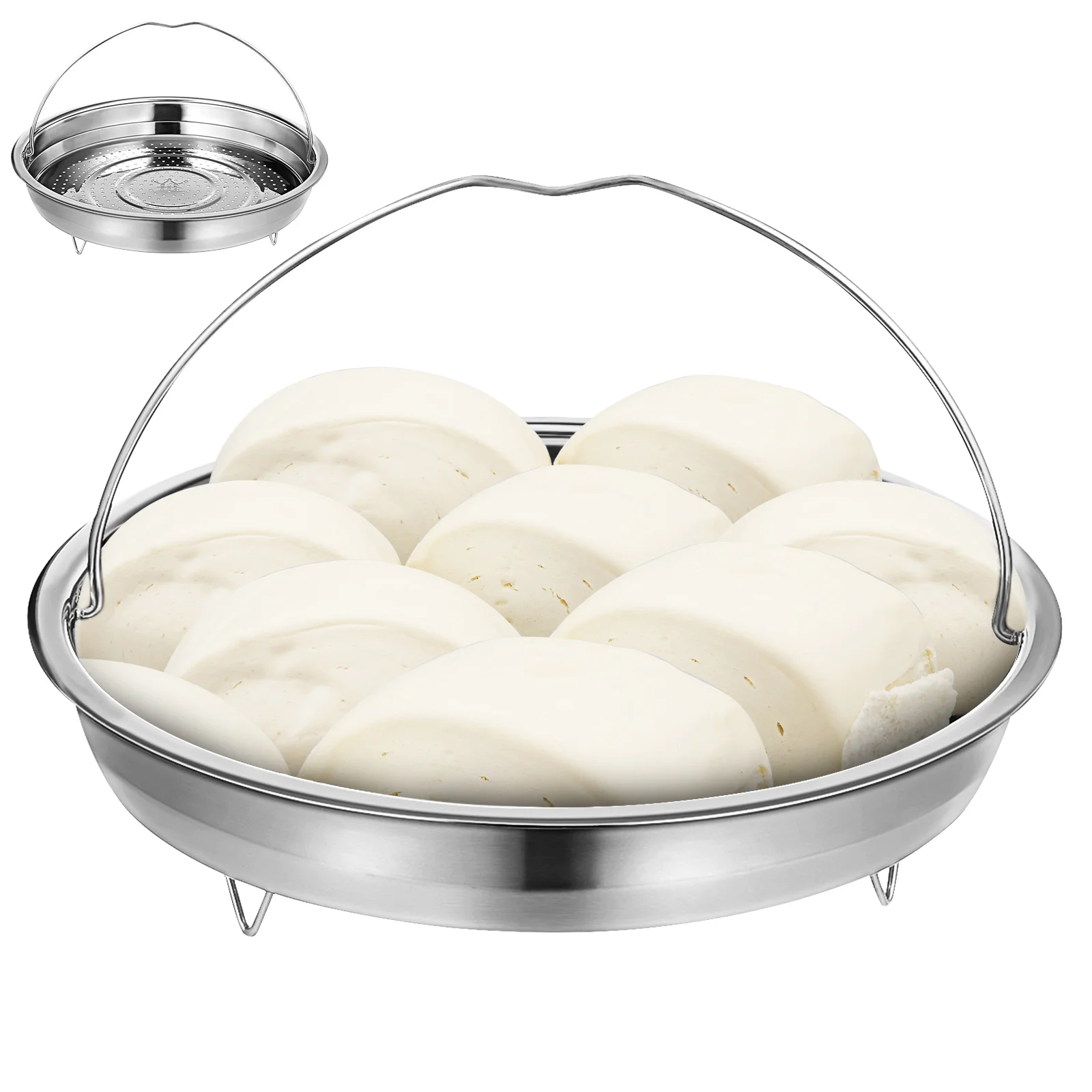 

Stainless Steel Rack 24CM Steaming Basket Vegetables Fruits Seafood Steamer Holder Camping Kitchen Tool Metal Stand