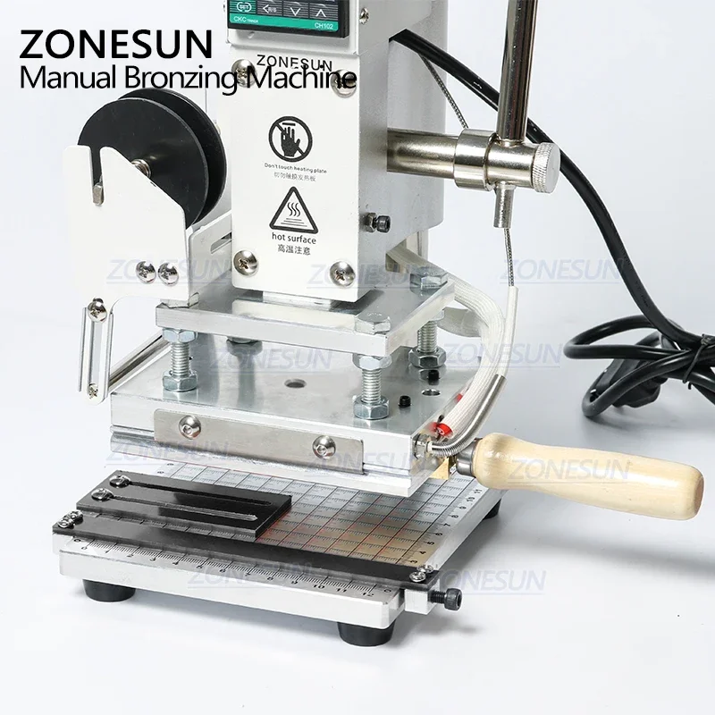 ZONESUN ZS-100 New Embossing Manual Leather Paper Wood Machine With Measure Line Letters Hot Foil Stamping Machine