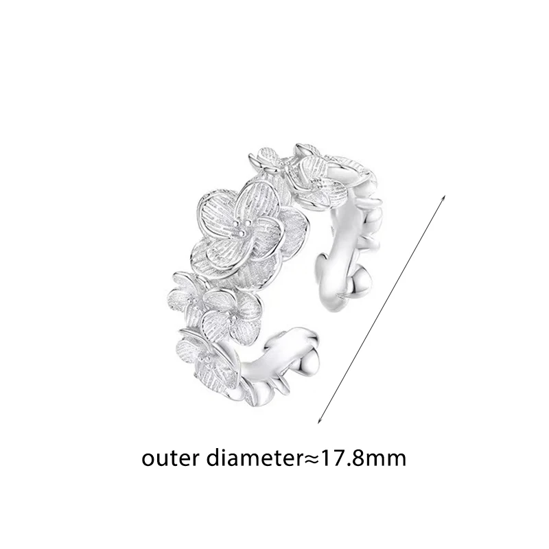 Silver Color Irregular Flower Opening Ring for Charming Women Light Luxury Fashion Jewelry Ajustable Party Accessories