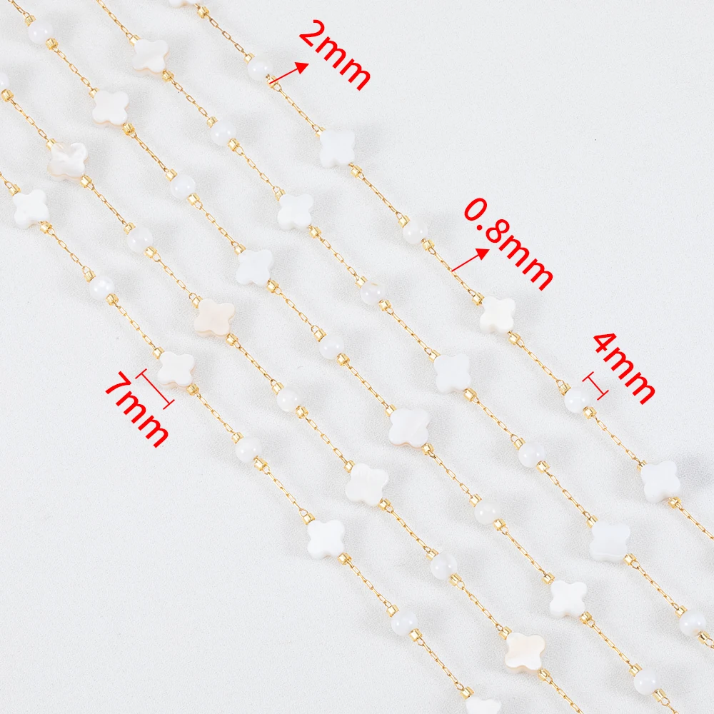 1Meter Stainless Steel Shell Beads Chain Flower Round Beaded Chain for DIY Necklace Bracelet Supplies Jewelry Making Accessories