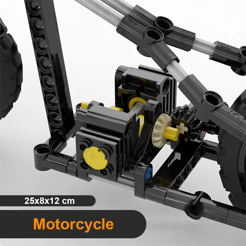 Motorcycle Building Blocks Loose Parts Gear Linkage Two-cylinder Engine MOC Assembly Bricks Model Kid Creative DIY Modification